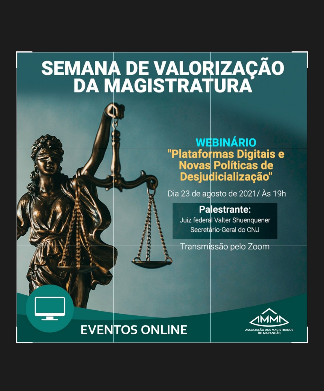 Semana de Valorização começa nesta segunda com webinário “Plataformas Digitais e Novas Políticas de Desjudicialização”